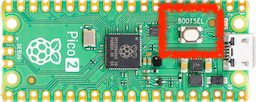 Board with the BOOTSEL button highlighted